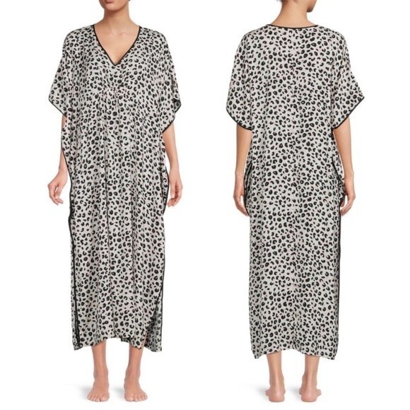 Kate Spade Kaftan Pale Pink Animal Print Caftan MuMu Cover Up Women’s Size XS/S - Picture 1 of 13